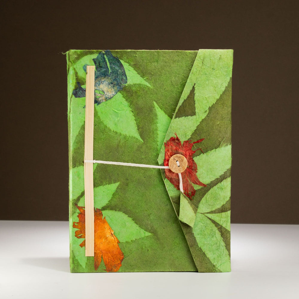 Lokta Bold Floral Moss Green Notebook