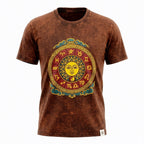 Nomad Sari Stonewashed Cotton T-Shirt | Sun & Zodiac | Brown | Large