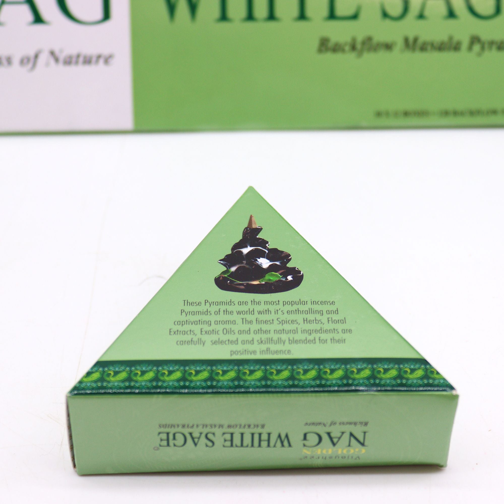 White Sage Backflow Incense Cones Jumbo Golden Nag