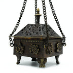 Eight Symbols Square Hanging Pot Brass Tibetan Burner