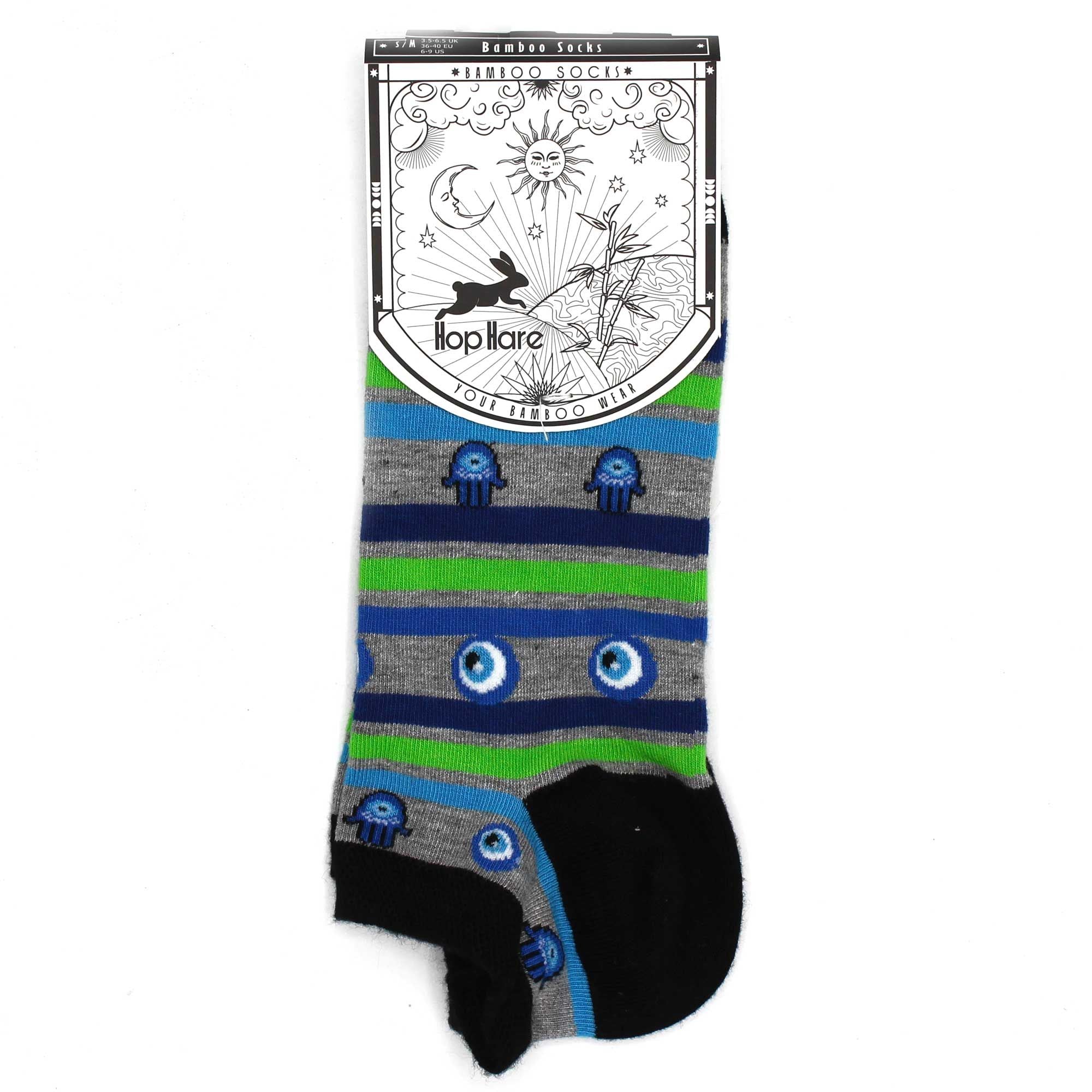 Hop Hare Bamboo Socks Low | Evil Eye & Hamsa | UK 3.5–6.5
