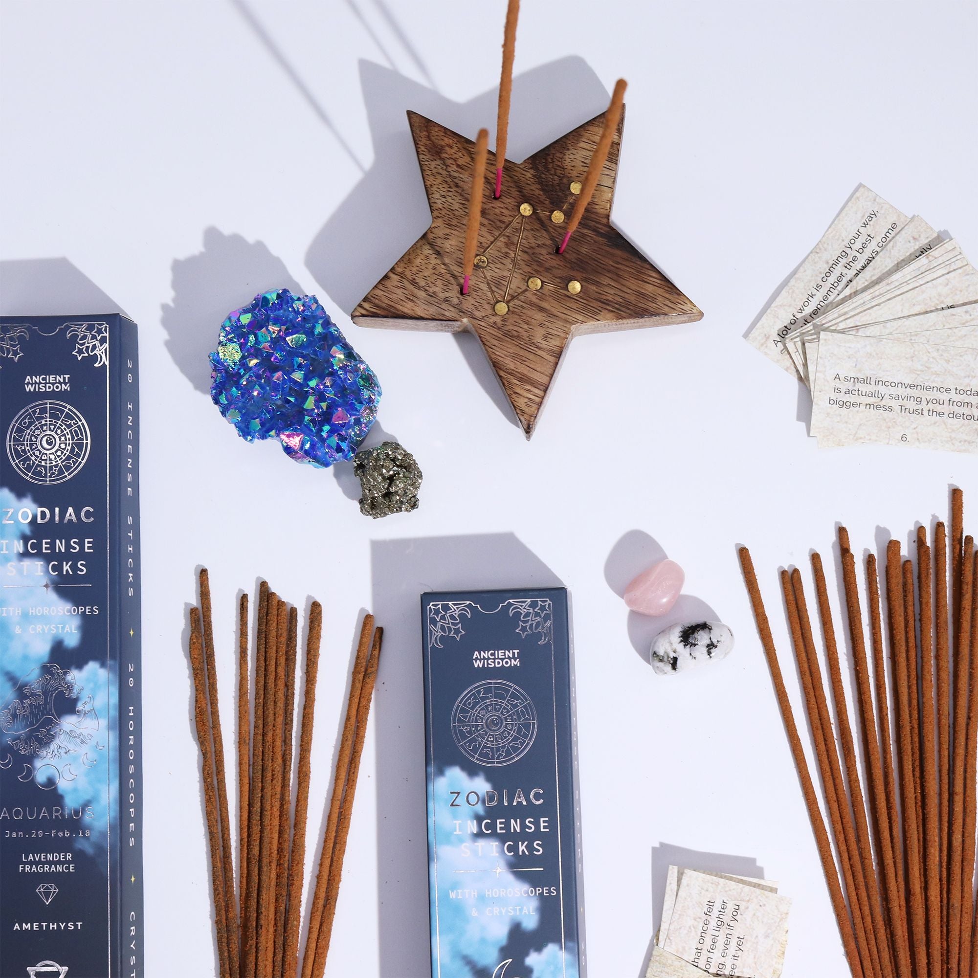Leo Zodiac Incense Gift Set - Lemongrass & Citrine Crystal