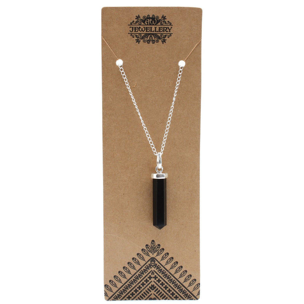 Black Agate Gemstone Classic Point Pendant