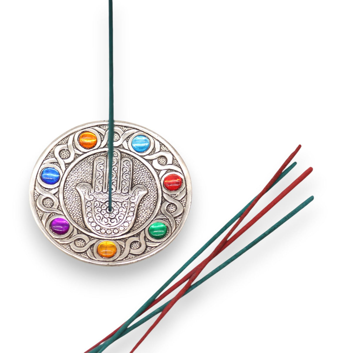 Seven Chakra Hamsa Incense Stick Holder | 11.5cm