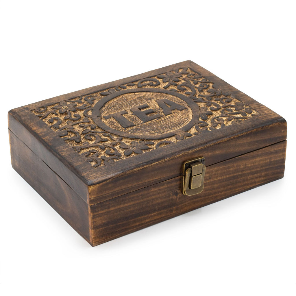 Mango Carved Tea Box  12 compartments