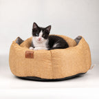 Royal Crown Pet Bed for Cats & Small Dogs - Sand & Grey - Medium (50 × 50 × 26cm)