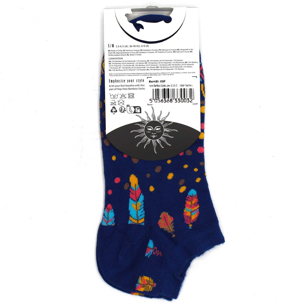 S/M Hop Hare Bamboo Socks Low Indian Feathers