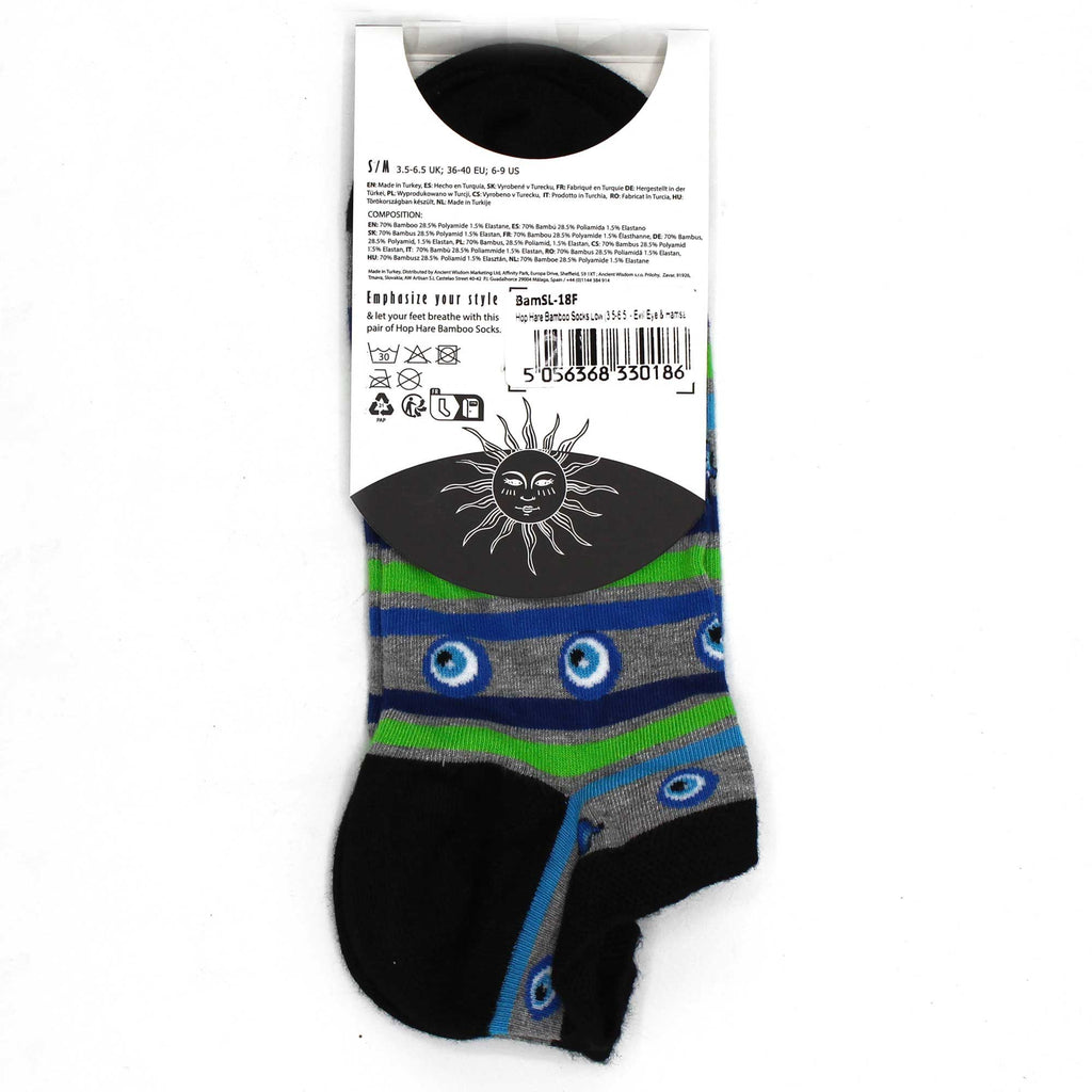 Hop Hare Bamboo Socks Low | Evil Eye & Hamsa | UK 3.5–6.5