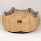 Royal Crown Pet Bed for Cats & Small Dogs - Sand & Grey - Medium (50 × 50 × 26cm)