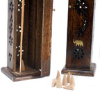 Mango Wood Brass Inlay Square Incense Tower