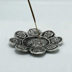 Polished Aluminium Tibetan Symbols Incense Holder