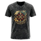 Nomad Sari Stonewashed Cotton T-Shirt | Compass of Life | Charcoal | Large