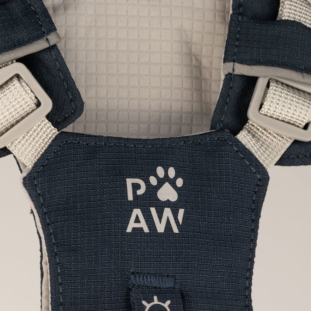 Dog Step-In Guardian Harness with Reflective Mesh & Black Obsidian Charm - Rock Grey - Small (4-8kg)