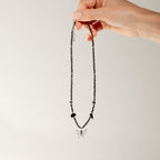 Nymph Black Obsidian Gemstone Necklace | Real Leaf Butterfly Pendant