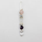 Axis of Grace Wand - Amethyst & Rose Quartz Spheres, Quartz Stem - 12cm