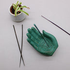 Earth Protect Hand Incense Burner - Green Stone Ritual Holder