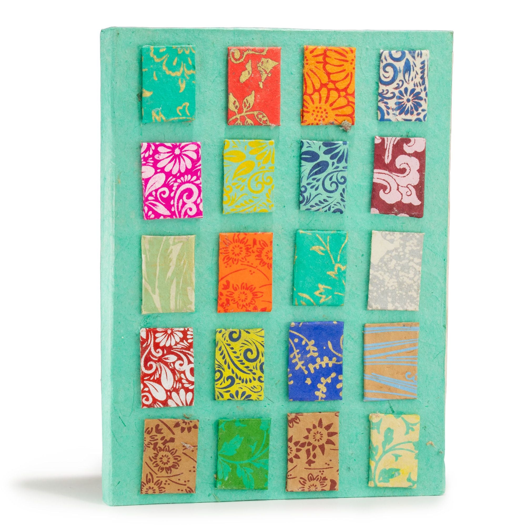 Lokta Mini Tiles Teal Notebook Large