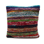 Aqua Blues Rag Rug Cushion Cover | Recycled Cotton | Handmade in India