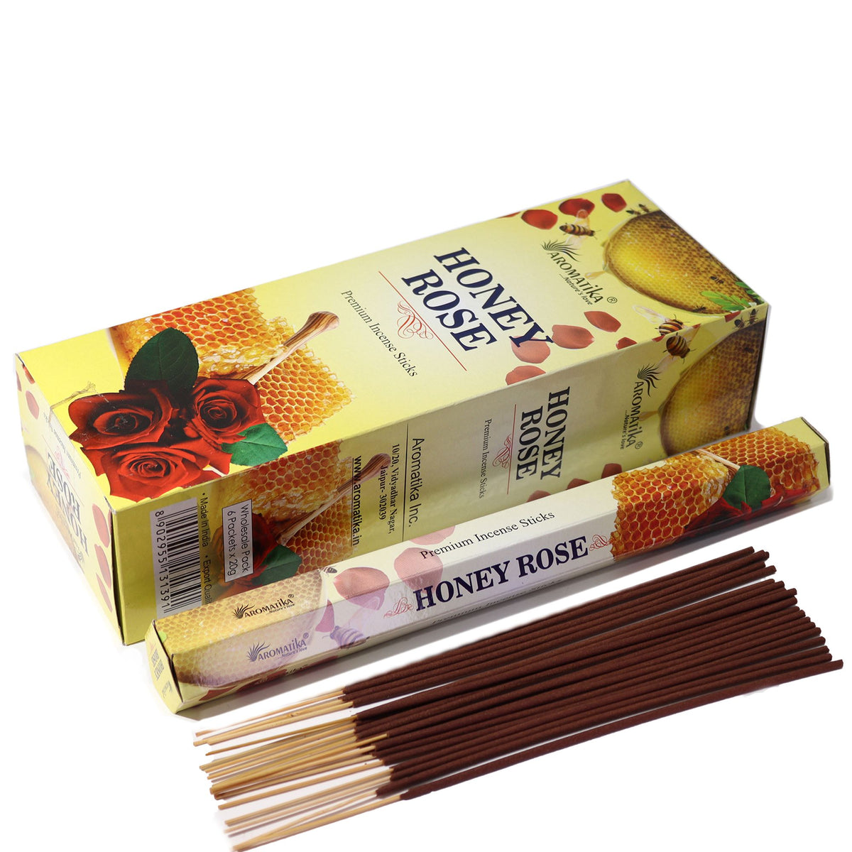 Honey Rose Charcoal-Free Hex Incense Sticks - Aromatika