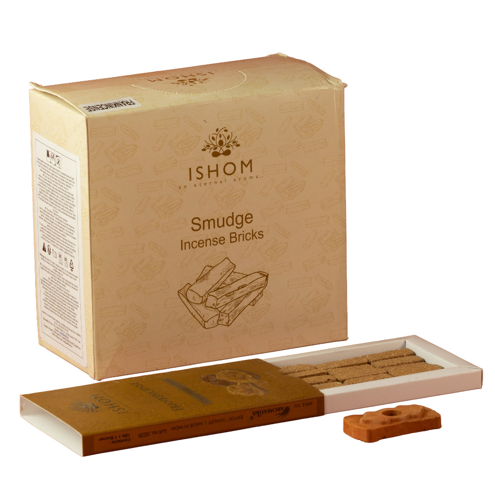 Pack of 15 Natural Incense Smudge Bricks and Burner - Frankincense