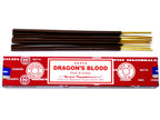 Satya Dragon's Blood incense sticks with packaging on a white background