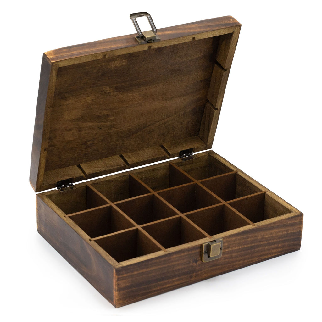 Mango Carved Tea Box  12 compartments