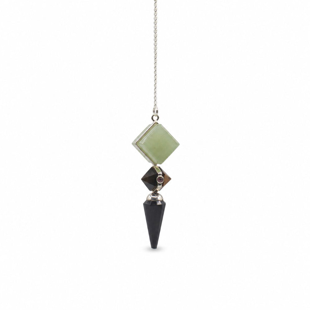 Builder of Realms | Black Agate, Green Aventurine & Tiger Eye Three-Piece Pendulum