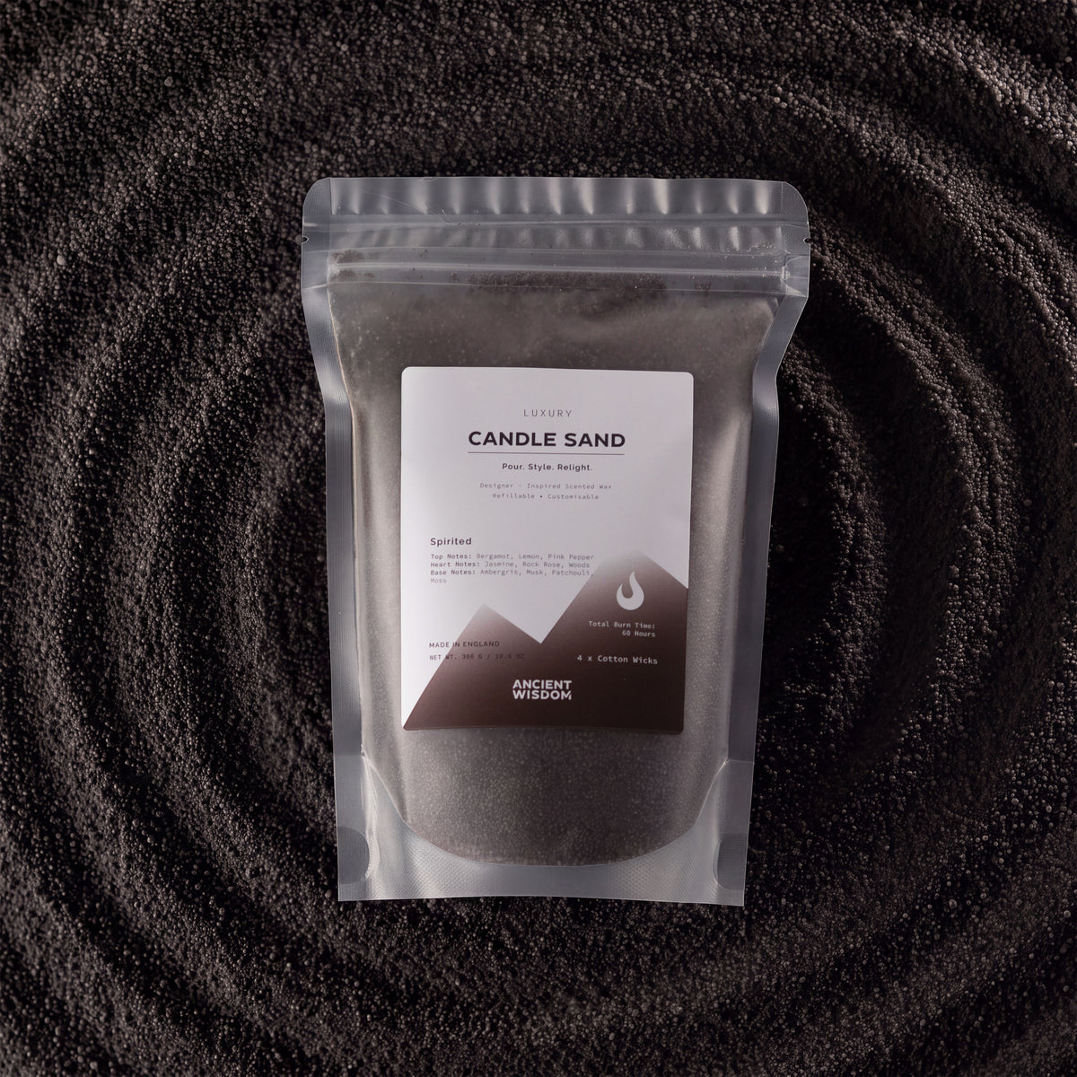 Black Spirited Fragranced Candle Sand - 300g