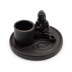Buddha Ceramic Matt Black Multi Purpose Incense Plate