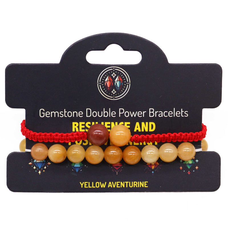 Yellow Aventurine Gemstone Double Power Bracelets
