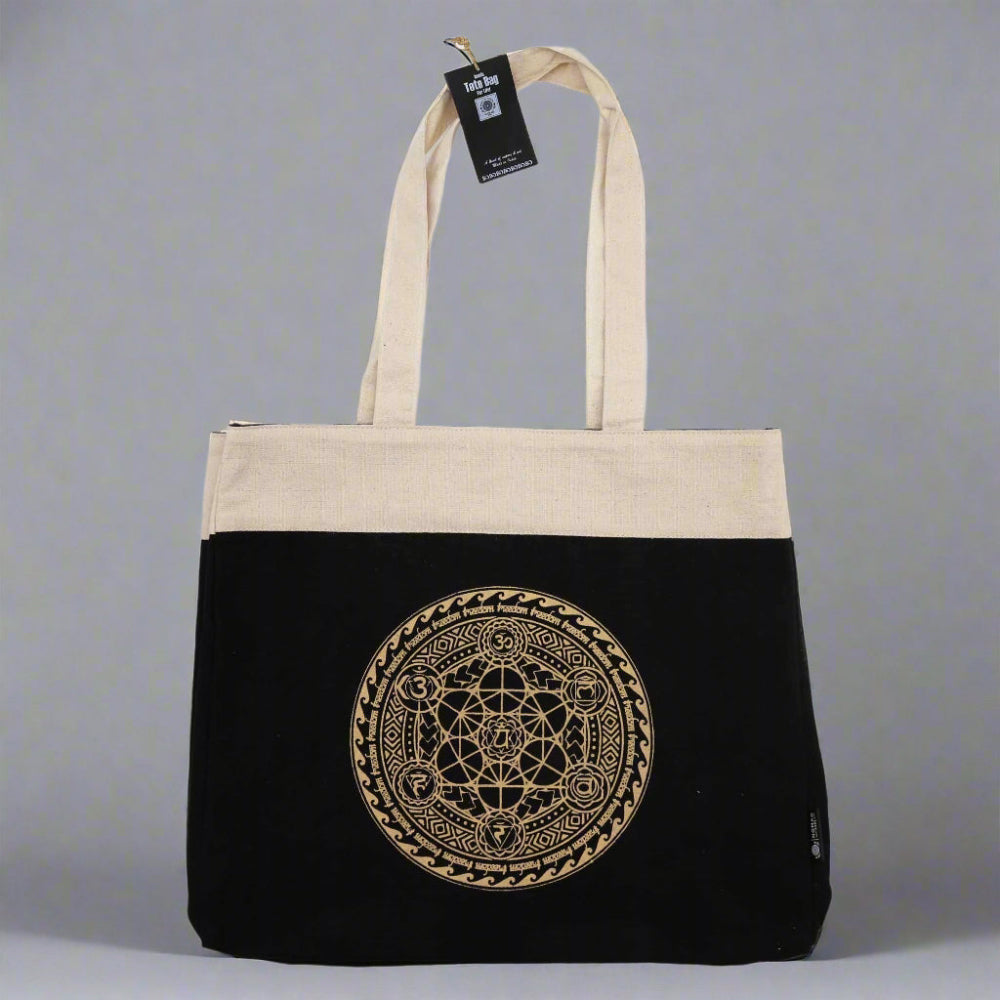 Freedom Chakra Oversized Tote Bag Chocolate Stonewash