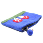 Mystic Mushroom Felt Zipper Pouch | Handmade Wool Pouch from Nepal