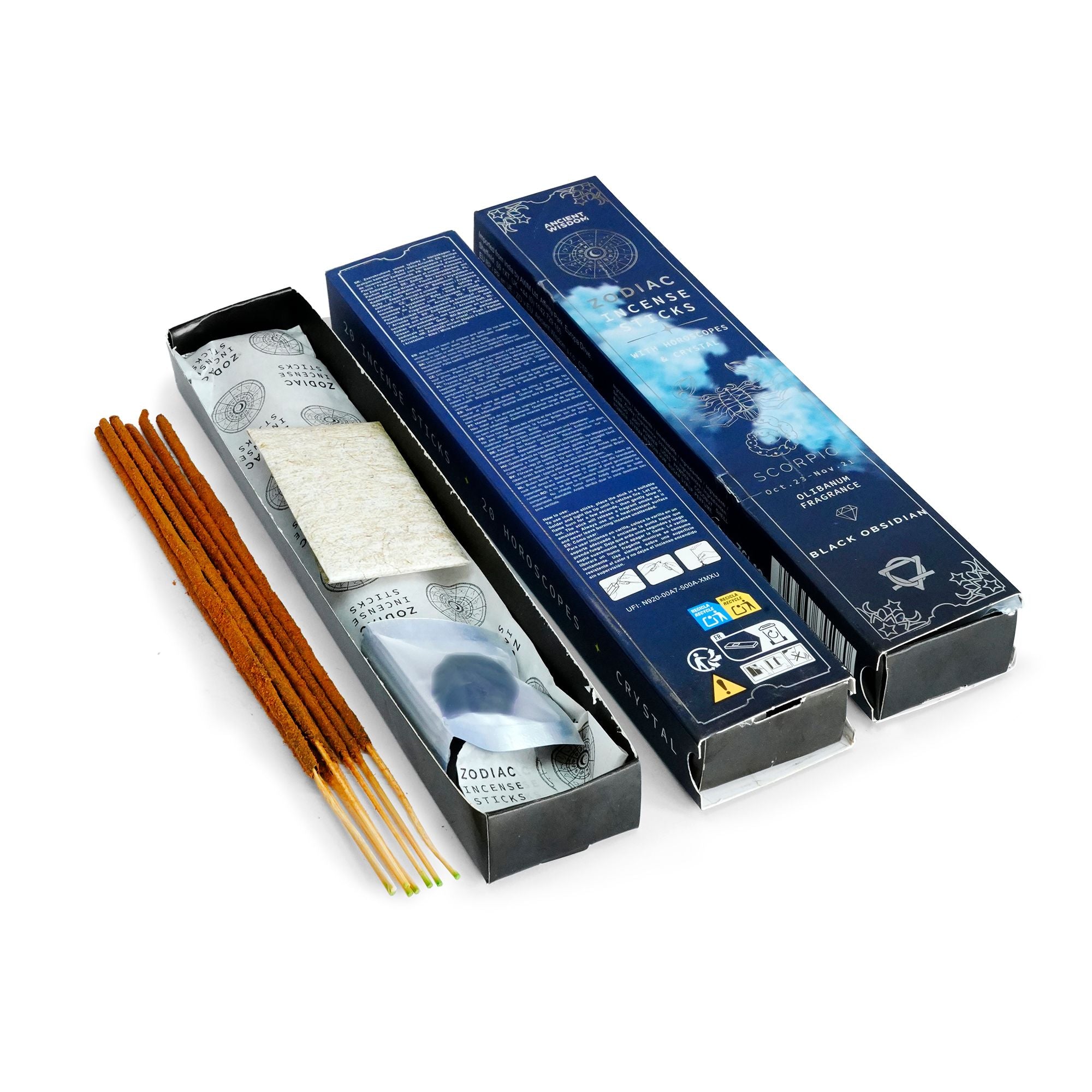 Scorpio Zodiac Incense Gift Set - Olibanum & Black Obsidian Crystal