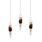 Floating Chakra Pendulum | Clear Quartz Point with Floating Chakra Stones