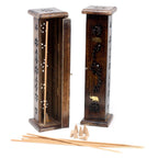Mango Wood Brass Inlay Square Incense Tower