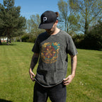 Nomad Sari Stonewashed Cotton T-Shirt | Compass of Life | Charcoal | Large