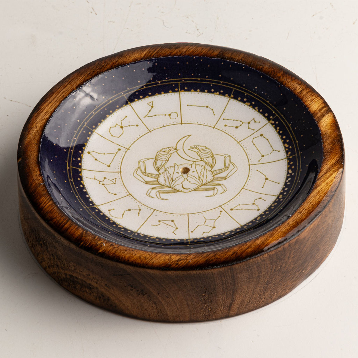 Cancer Mango Wood Mini Bowl & Incense Stick Holder