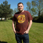 Nomad Sari Stonewashed Cotton T-Shirt | Dragon Mandala | Maroon | XL