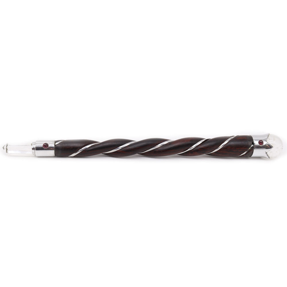 Twisted Wood and Rock Quartz Wand