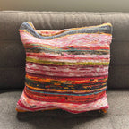 Aqua Blues Rag Rug Cushion Cover | Recycled Cotton | Handmade in India