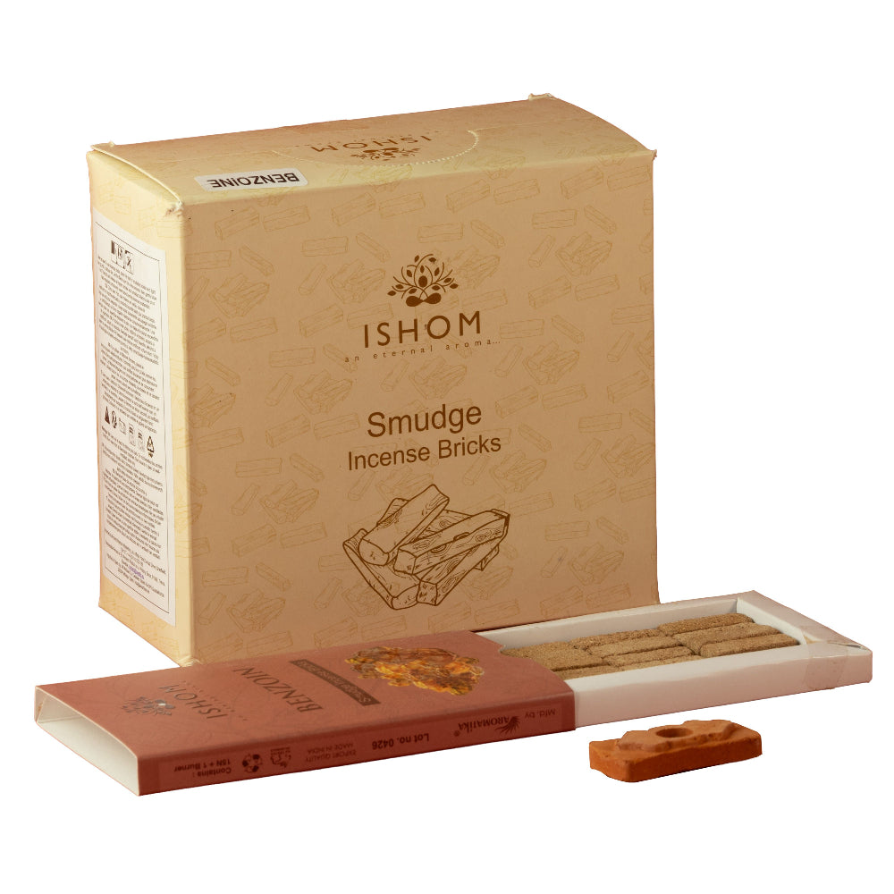 Pack of 15 Natural Incense Smudge Bricks and Burner - Benzion