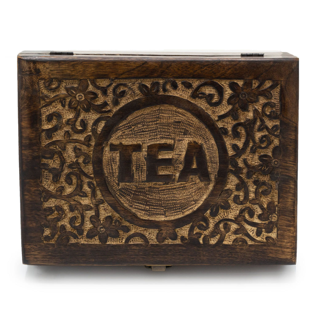 Mango Carved Tea Box  12 compartments