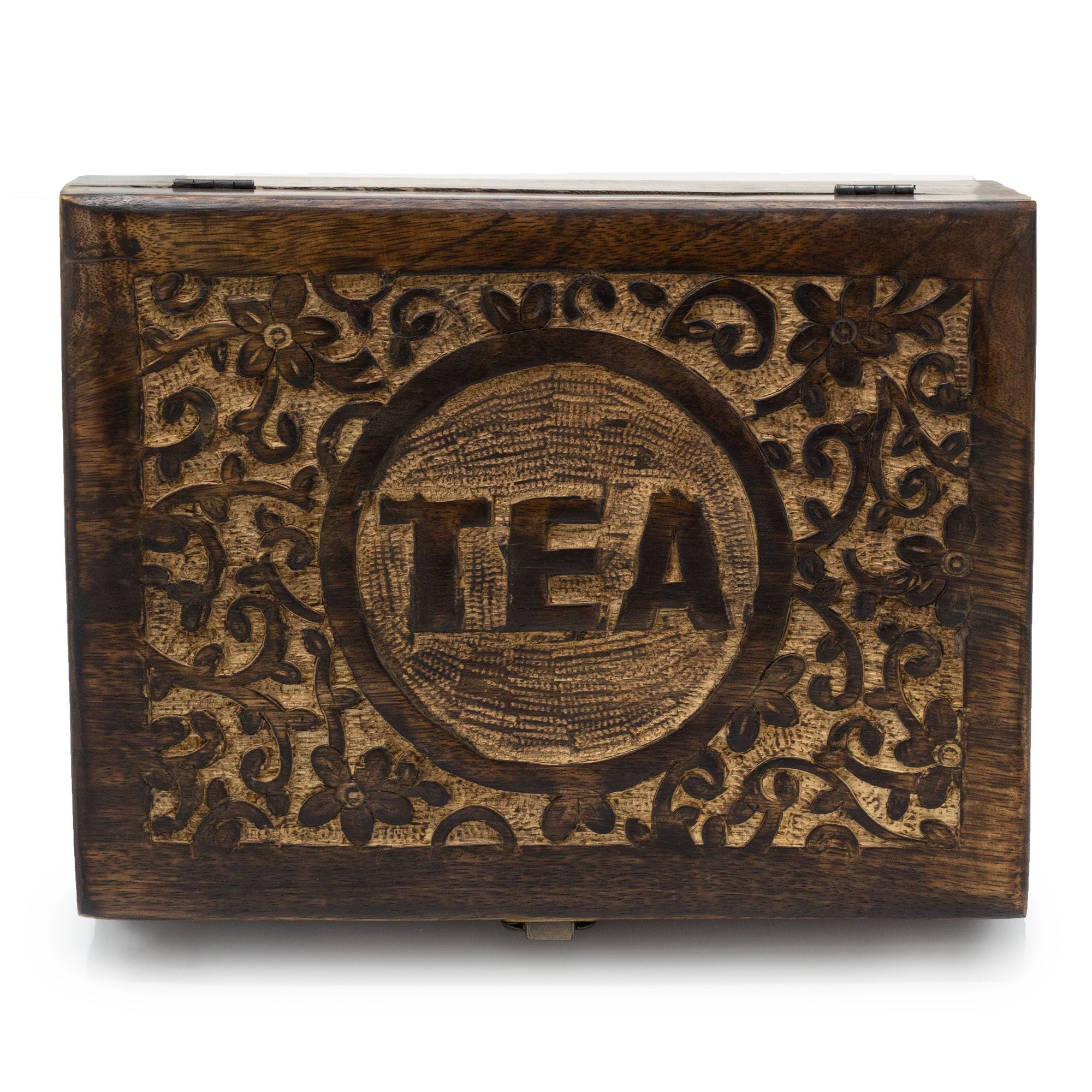 Mango Carved Tea Box  12 compartments