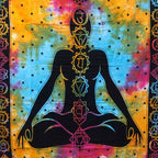 Chakra Buddha Double Cotton Bedspread Wall Hanging