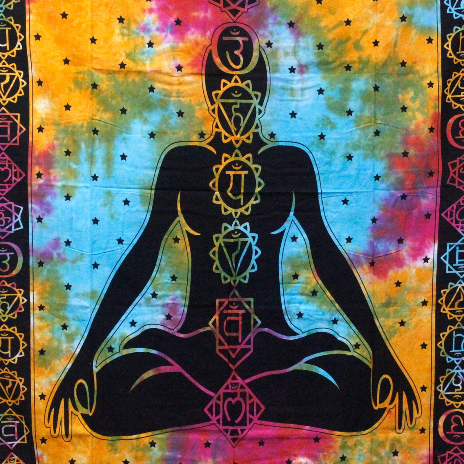 Chakra Buddha Double Cotton Bedspread Wall Hanging
