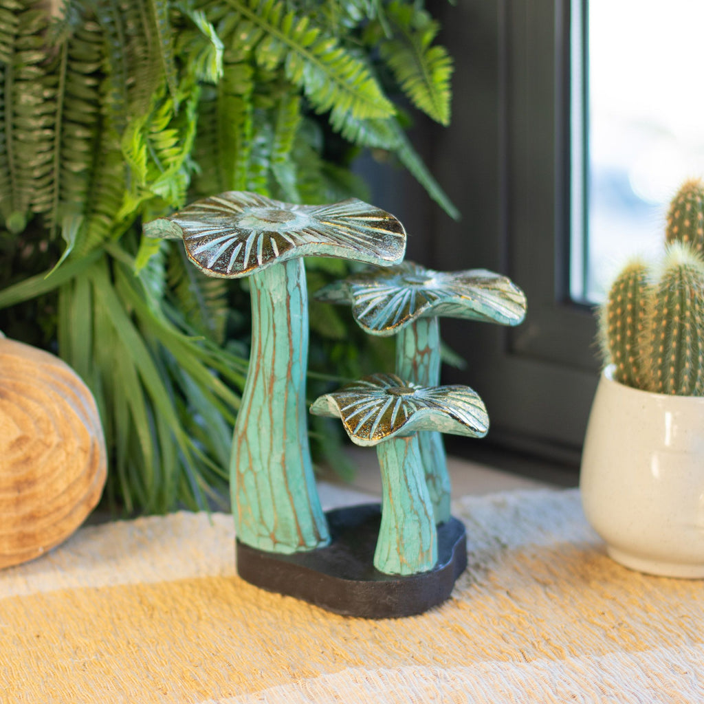 The Gilded Grove — Small Greenwash Mushroom Sculpture