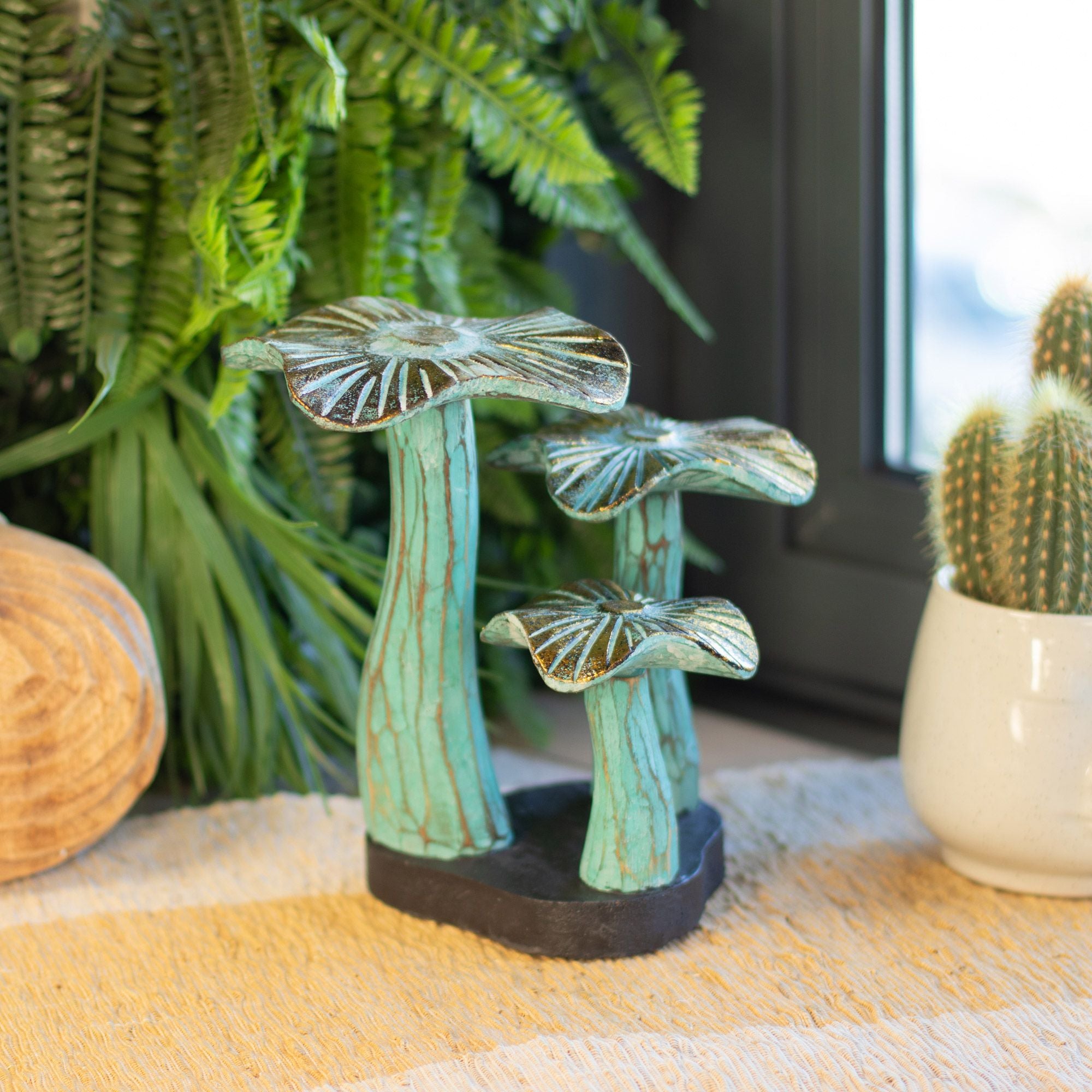 The Gilded Grove — Small Greenwash Mushroom Sculpture