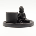 Buddha Ceramic Matt Black Multi Purpose Incense Plate