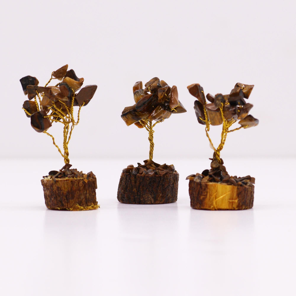 Tigereye (15 stones) Mini Gemstone Tree On Wood Base