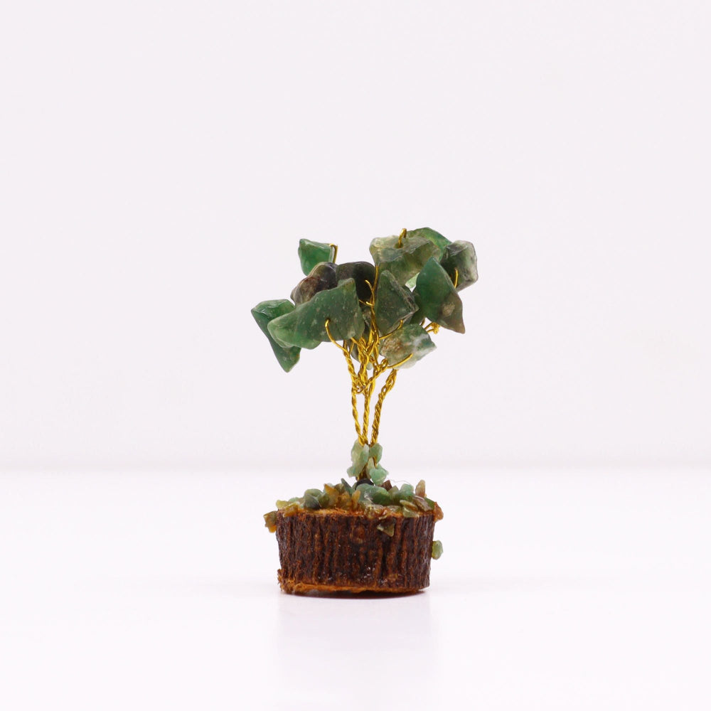Green Aventurine (15 stone) Mini Gemstone Tree On Wood Base